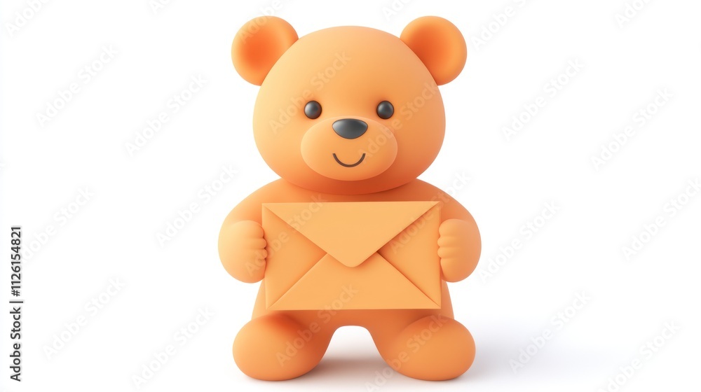 A cute orange bear character holding an envelope, symbolizing communication or messages. A cute orange bear character holding an envelope, symbolizing communication or messages.