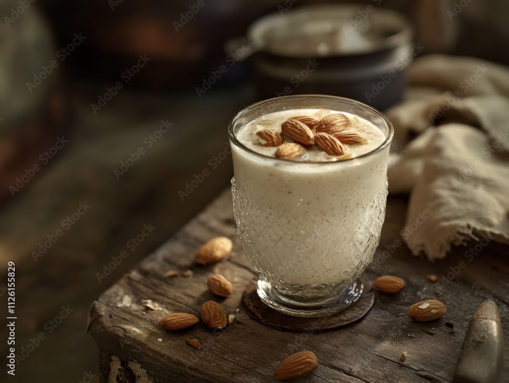 delicious almond dessert in a rustic setting delicious almond dessert in a rustic setting