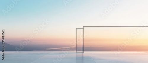minimalist landscape with soft colors at sunrise