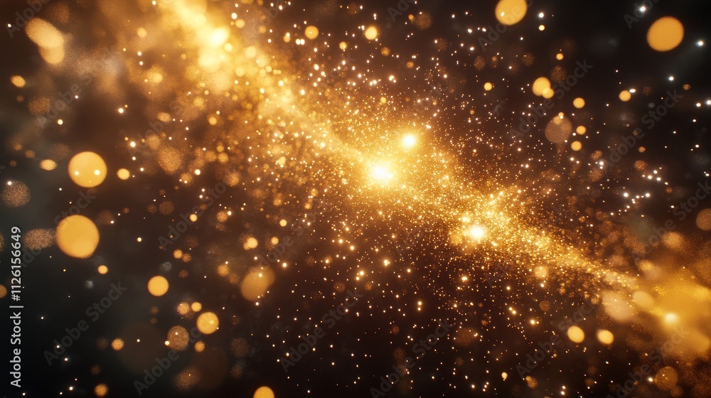 Golden sparkling lights bokeh background, festive glittering shine Golden sparkling lights bokeh background, festive glittering shine