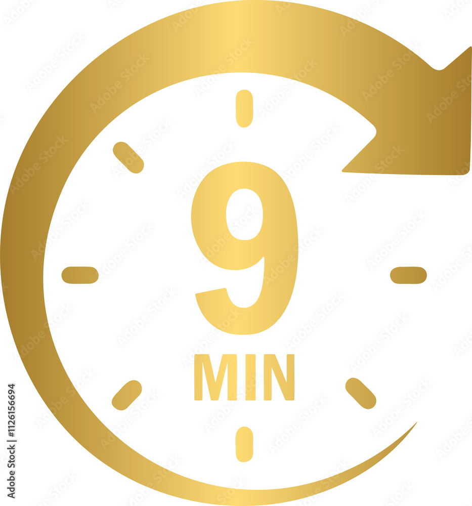 9 min timer count icon, stopwatch timer icon, countdown timer 9 min timer count icon, stopwatch timer icon, countdown timer