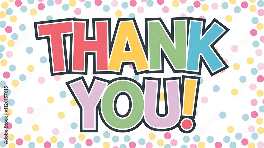 Thank you message with colorful letters and confetti background for appreciation and gratitude notes Thank you message with colorful letters and confetti background for appreciation and gratitude notes