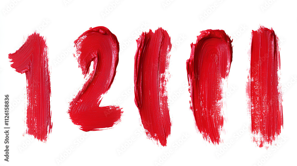 set of red lipstick brush stroke numbers set of red lipstick brush stroke numbers