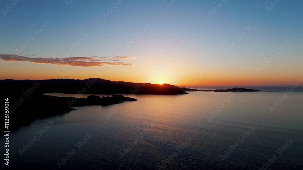 Bright Golden Sun Over The Calm Sea At Sunset Bright Golden Sun Over The Calm Sea At Sunset