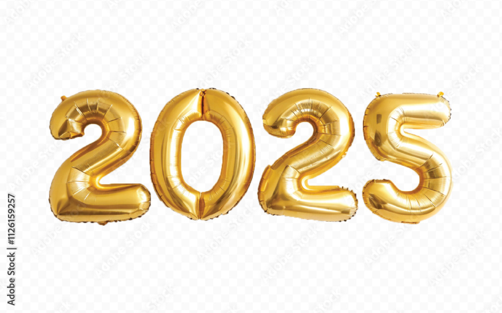 Abstract 3d 2025 typography text with different colour helium balloons isolated on white background Abstract 3d 2025 typography text with different colour helium balloons isolated on white background