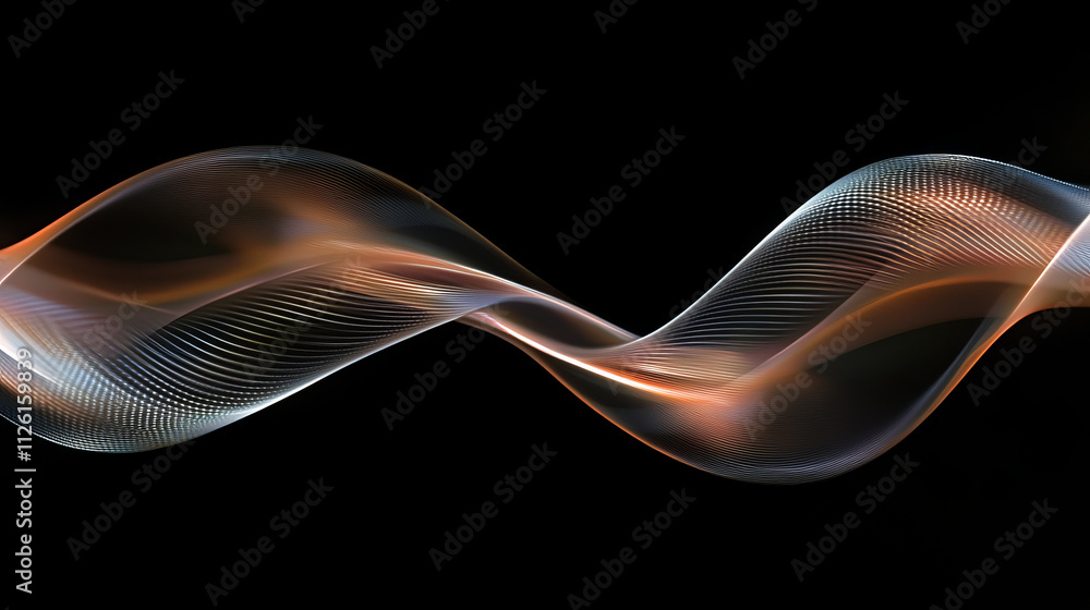 abstract iridescent ribbon gracefully twisting in fluid motion, creating mesmerizing visual effect against black background. interplay of light and color evokes sense of elegance and dynamism abstract iridescent ribbon gracefully twisting in fluid motion, creating mesmerizing visual effect against black background. interplay of light and color evokes sense of elegance and dynamism