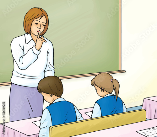The teacher who tells students who are talking in class to be quiet.