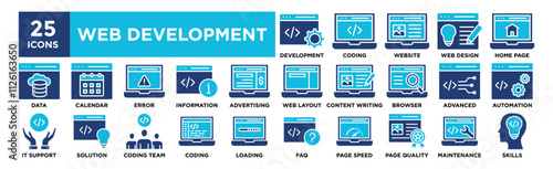 Web Development icon collection set. Containing design technology, computer, business, development, programming