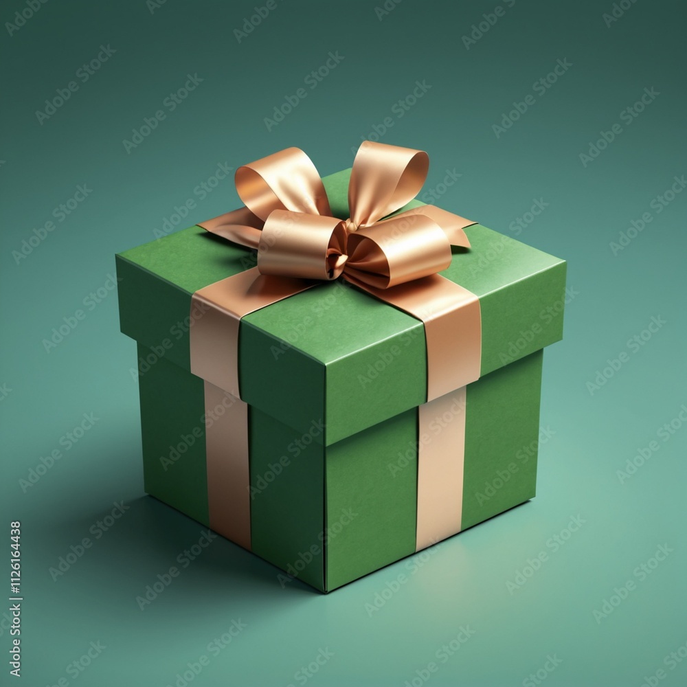 Obraz premium Elegant green gift box illustration