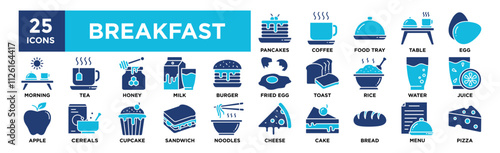 Breakfast icon collection set. Containing design breakfast, morning, meal, delicious, nutrition, fresh	