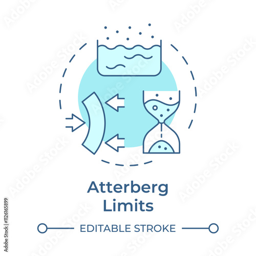 Atterberg limits test soft blue concept icon. Soil exploration technique. Geotechnical survey method. Round shape line illustration. Abstract idea. Graphic design. Easy to use in article