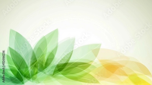 Ethereal Background with Green Leaves and Soft Color Transitions