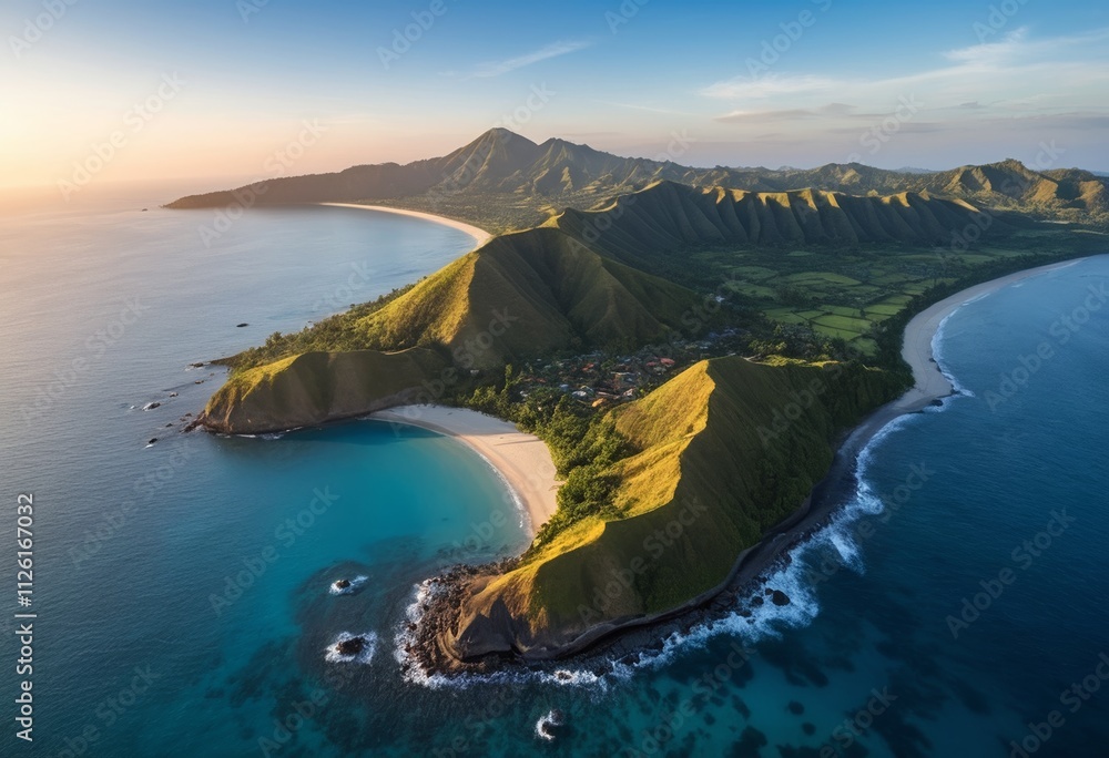 Fototapeta premium Landscape photo of the tourist island of Lombok, Indonesia, one of the most popular tourist destinations in the world