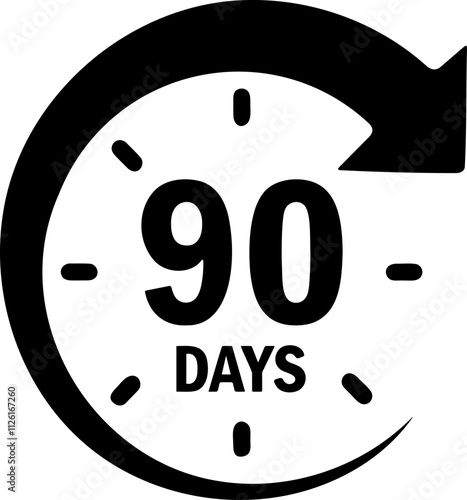 90 days timer count icon, stopwatch timer icon, countdown timer
