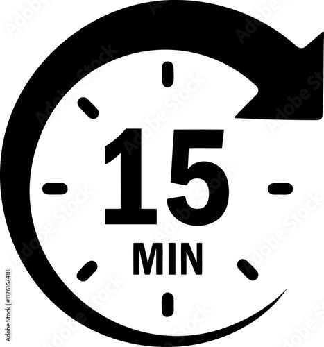 15 min timer count icon, stopwatch timer icon, countdown timer