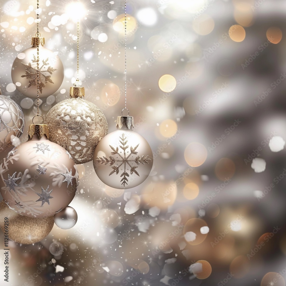 Christmas bauble and snow decorated on blurred abstract background. Christmas bauble and snow decorated on blurred abstract background.
