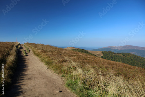 Obraz na płótnie Mala Rawka view from Wielka Rawka peak in Bieszczady mountain range, Poland w salonie