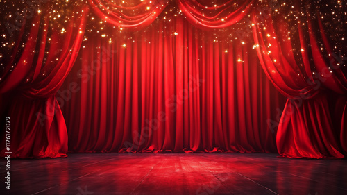 赤いカーテンの舞台