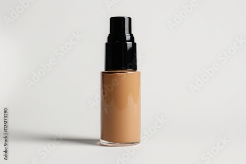 A bottle of foundation with a black pump top