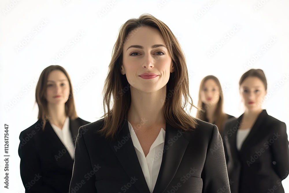 The women are all smiling and appear to be posing for a photo The women are all smiling and appear to be posing for a photo
