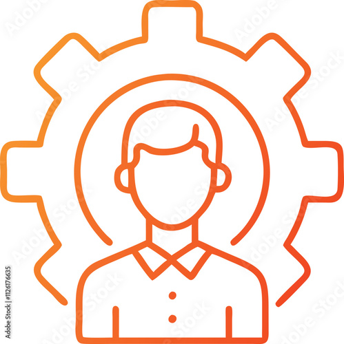 Icon style vector design and minimal illustration of man in gear 