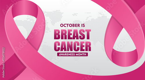 Breast Cancer Awareness Month. With pink ribbon elements. Pink October. This ribbon is widely used in campaigns to raise awareness