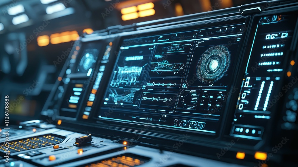 Obraz premium Futuristic Spaceship Control Panel: Advanced Technology Interface