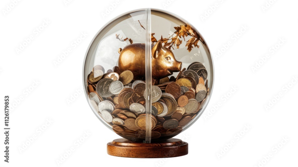 A classic piggy bank with coins being dropped inside, symbolizing savings and financial planning, set against white, A classic piggy bank with coins being dropped inside, symbolizing savings and financial planning, set against white,