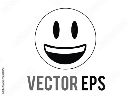 Smiling, grinning face with white teeth black line icon