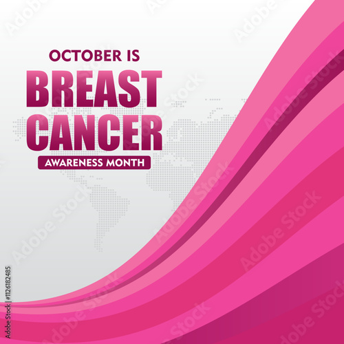 Breast Cancer Awareness Month. With pink ribbon elements. Pink October. This ribbon is widely used in campaigns to raise awareness