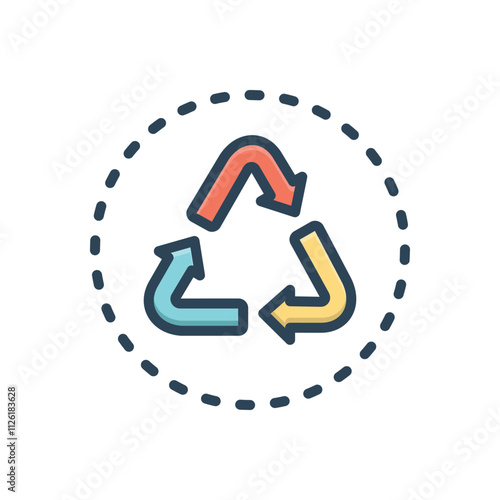 Color illustration icon for recycle