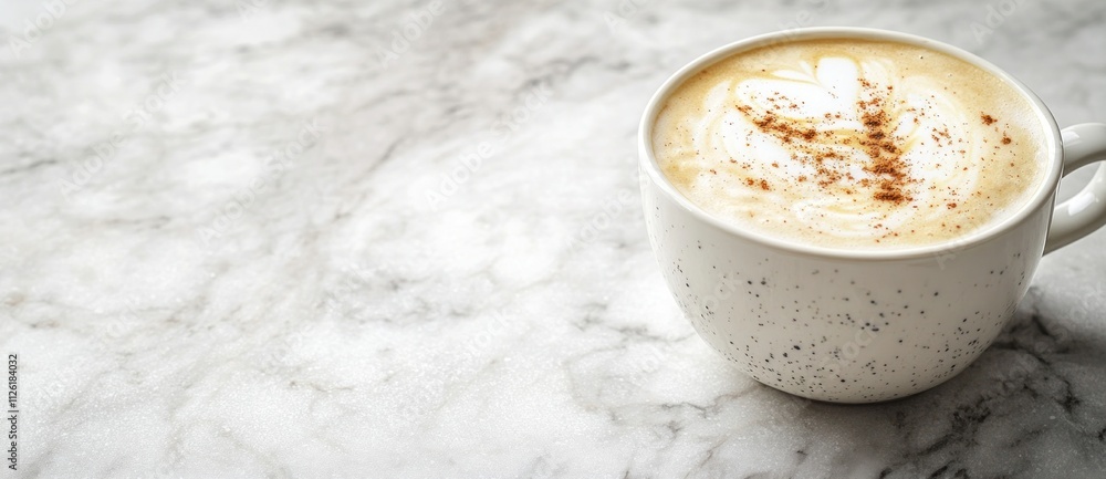 A cup of latte art on a marble surface, showcasing a cozy drink experience. A cup of latte art on a marble surface, showcasing a cozy drink experience.
