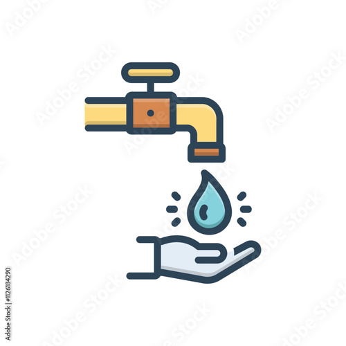 Color illustration icon for save water