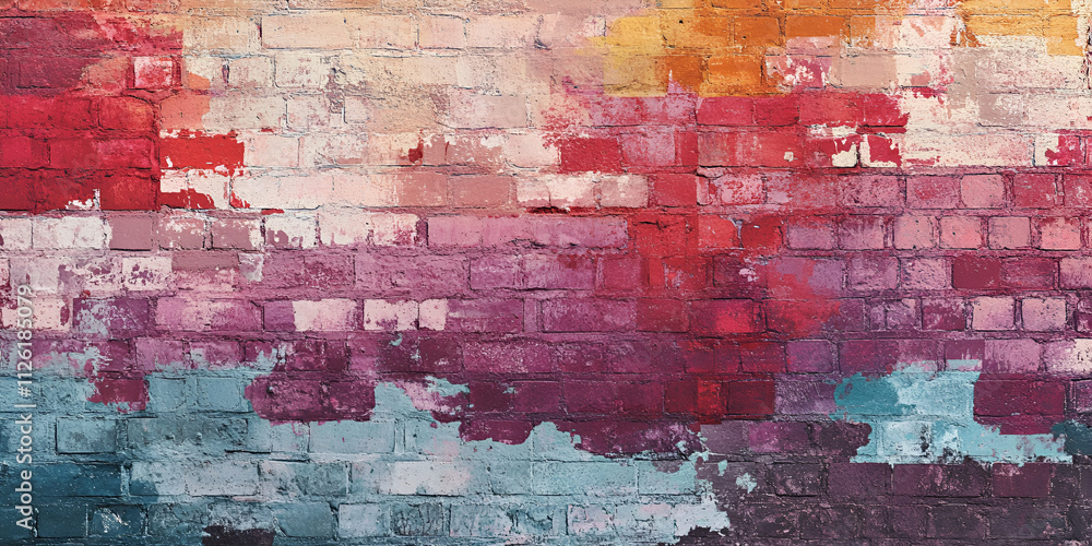 Abstract Colorful Painted Brick Wall Design Abstract Colorful Painted Brick Wall Design
