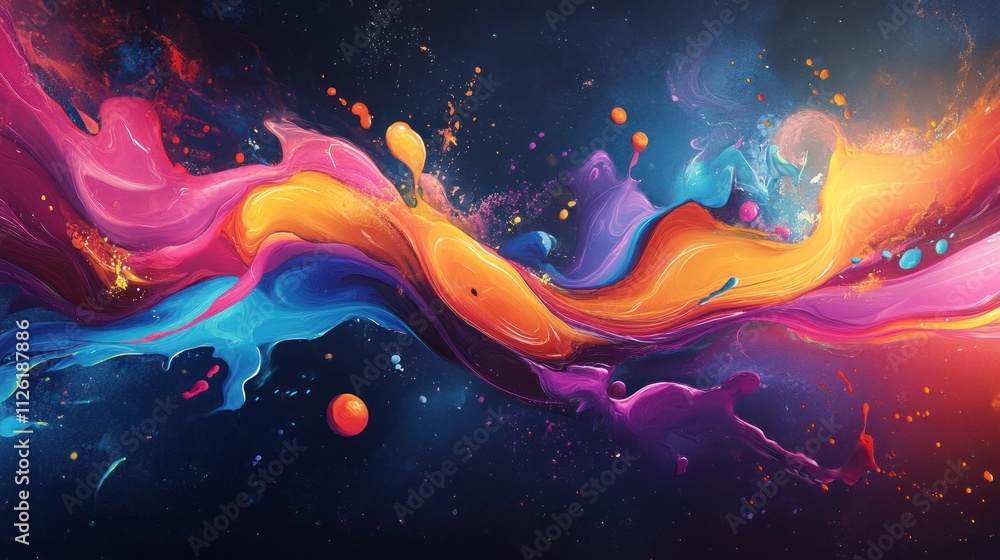 Vibrant Abstract Color Splashes: A Digital Painting of Swirling Hues Vibrant Abstract Color Splashes: A Digital Painting of Swirling Hues