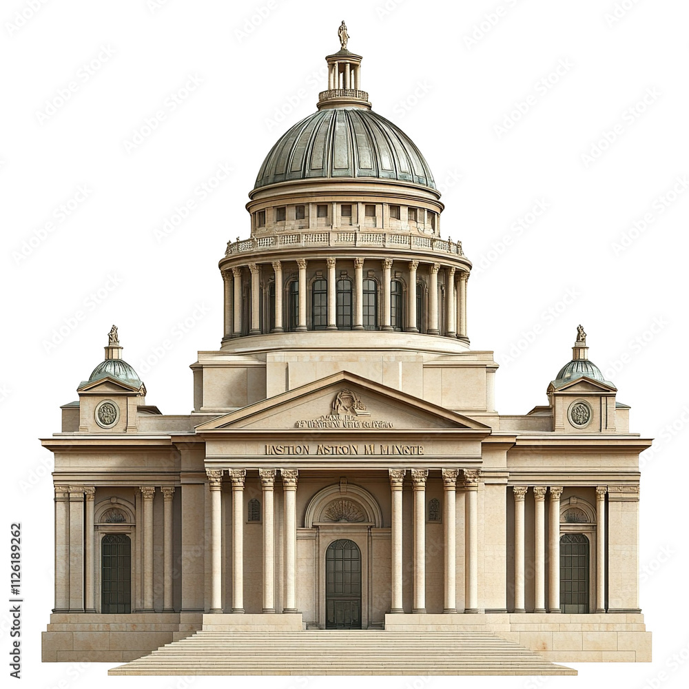 Obraz premium 3D front view illustration of the Banqueting House British monument isolated on a white transparent background