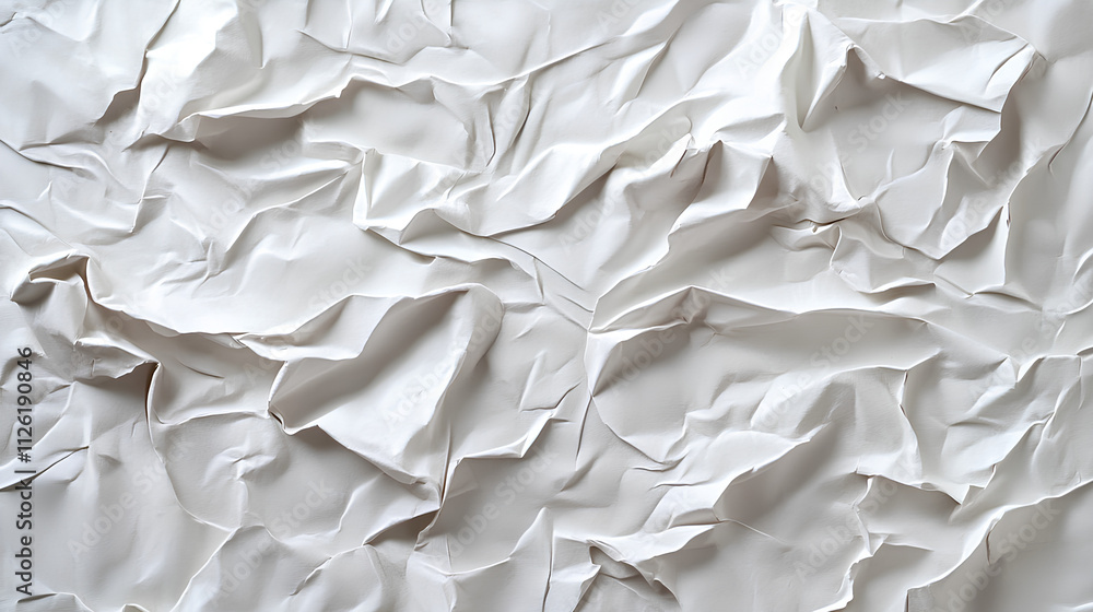 Obraz premium white crumpled and creased glued wrinkled paper poster texture background 