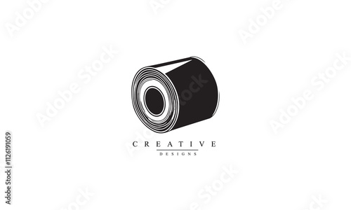 Packaging Tape Roll line black icon white background