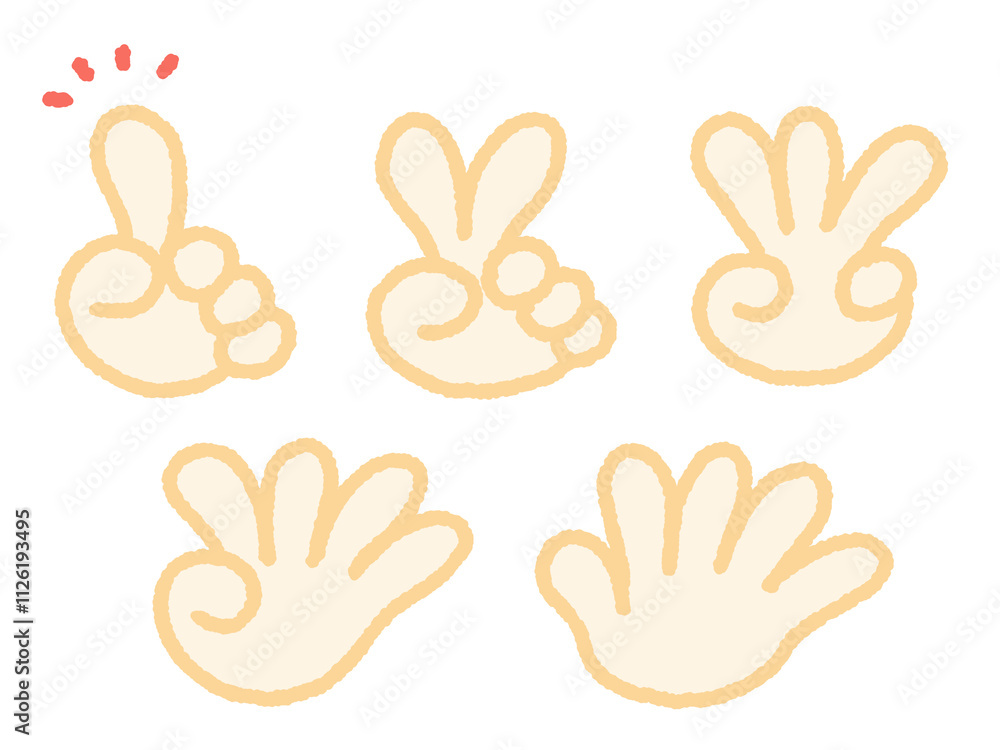指で数を数えるハンドサインセット 手描きイラスト 指で数を数えるハンドサインセット 手描きイラスト