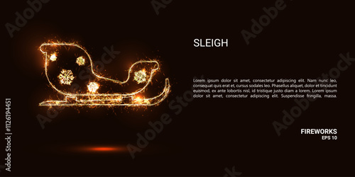 Sleigh. A sleigh consists of sparks and fire. Festive bright fireworks. Decorative element for celebrations and holidays. Vector illustration.
