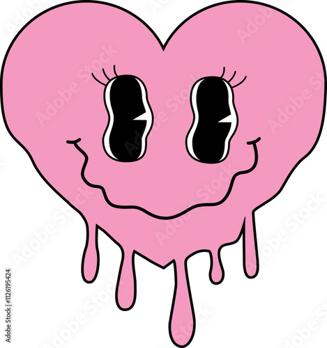 Valentine's Day Heart Retro Emoji melting face.