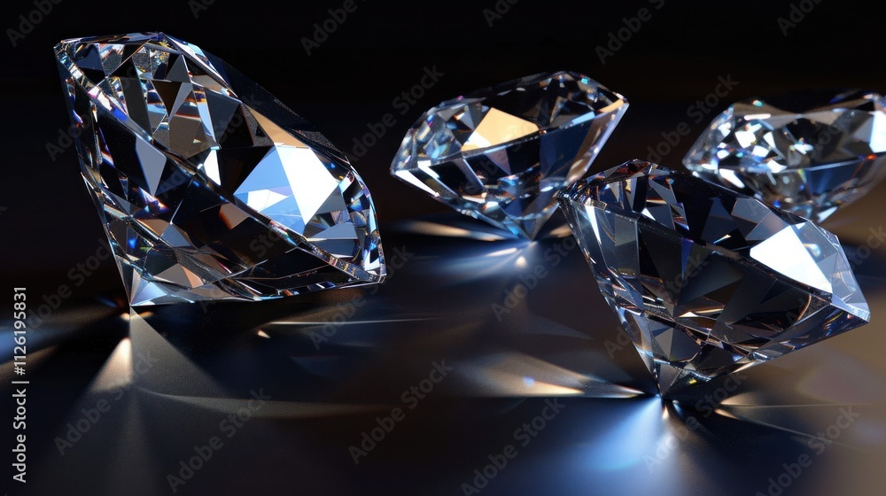 Sparkling Diamonds on Black Background Sparkling Diamonds on Black Background