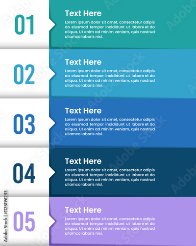 5 Vertical infographic options design template. Business presentation, Banner, Brochure, Poster and Plan. Vector illustration.