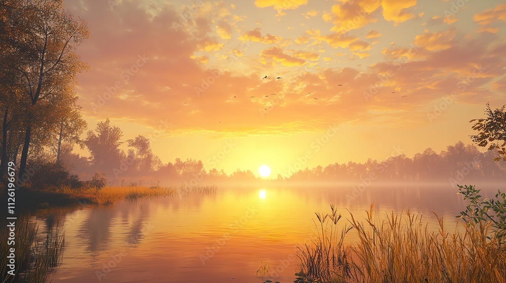 Fiery Orange and Yellow Clouds Filling the Sky Over the Calm Landscape
Fiery Orange and Yellow Clouds Filling the Sky Over the Calm Landscape