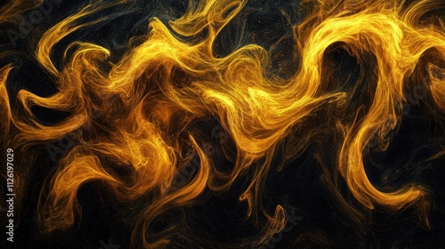 Abstract swirling golden patterns resembling flames