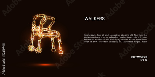 Walkers. Walkers consist of sparks and fire. Festive bright fireworks. Decorative element for celebrations and holidays. Vector illustration.
