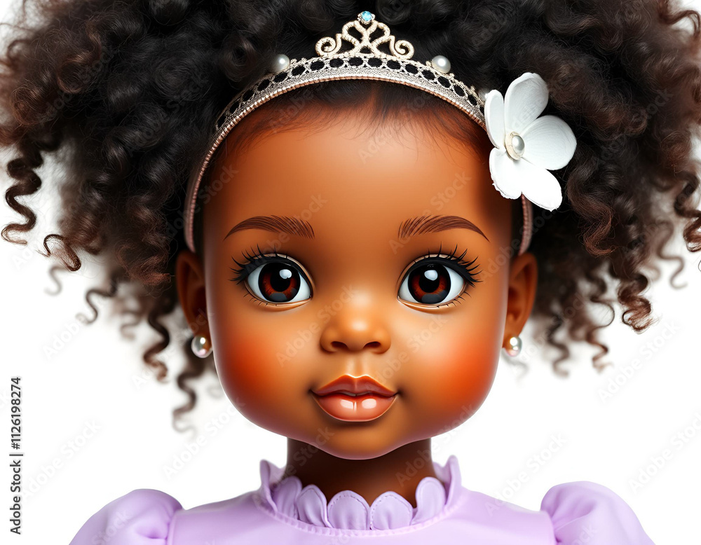 Fototapeta premium Adorable Cute African American Princess, Doll Face, Beautiful Baby Girl.