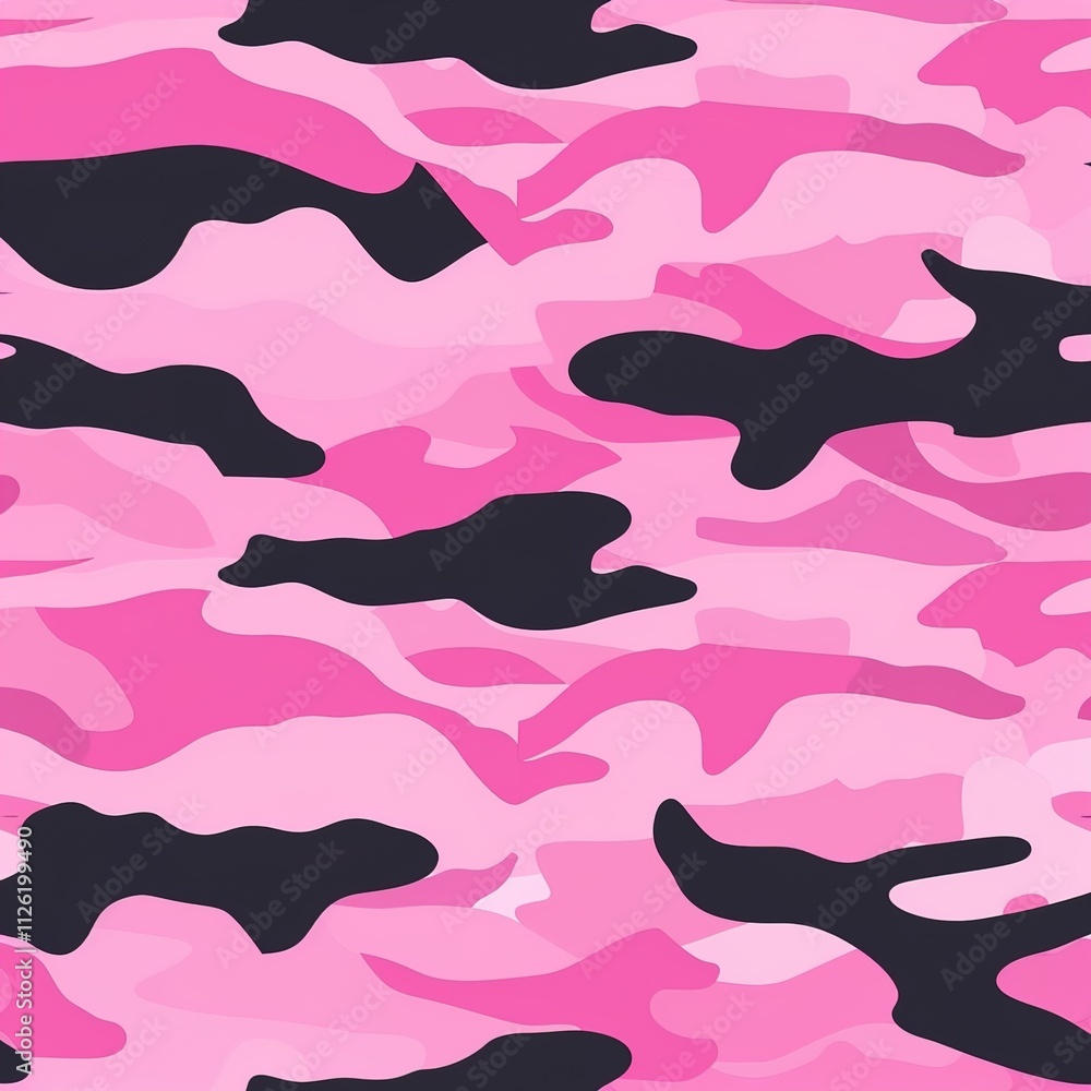 Obraz premium Camouflage seamless pattern. Classic clothing style with pink. Vetor background. 