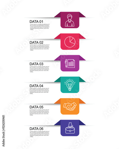 6 data step infographics timeline tab paper index template