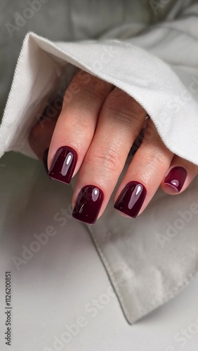 The beauty of the natural nails. Perfect clean manicure. New trendy nail arts on young women hand. Beautiful nail polish in hand. snake manicure